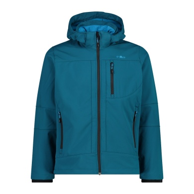 CMP Softshell Jacket (windproof, water-repellent) with hood blue-green Men